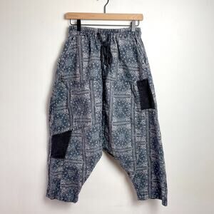 Patchwork Quilted Drop Crotch Harem Pants S/M Bandana Print Y2K Boho Festival